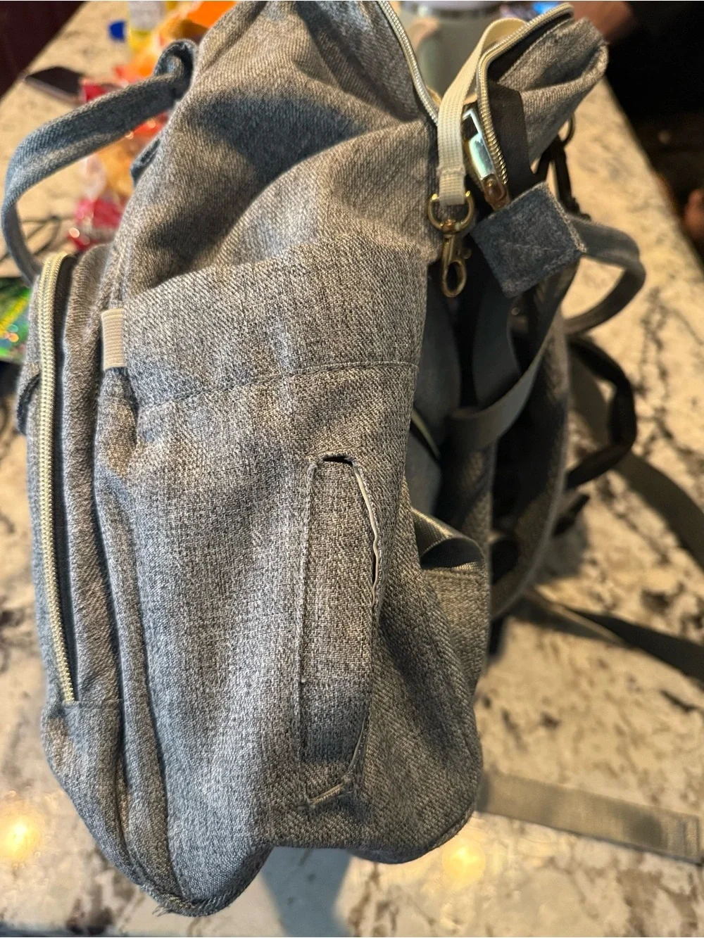 MOKALOO Gray Diaper Bag Backpack Baby Travel Bottle Pocket Organizer